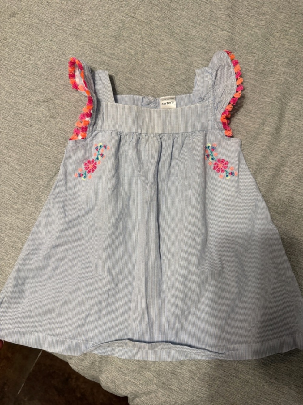 Carter's Light Blue dress with Pink & Orange Trim